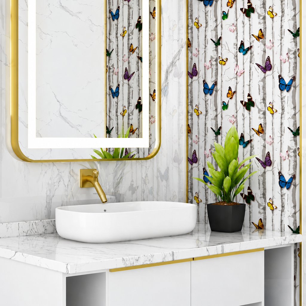 Self Adhesive Decorative Peel Stick Waterproof Floral Wallpaper Wall Decor Removable Wall Paper for Living Room Hall Decoration PVC Vinyl DIY Contact Paper45x500cm