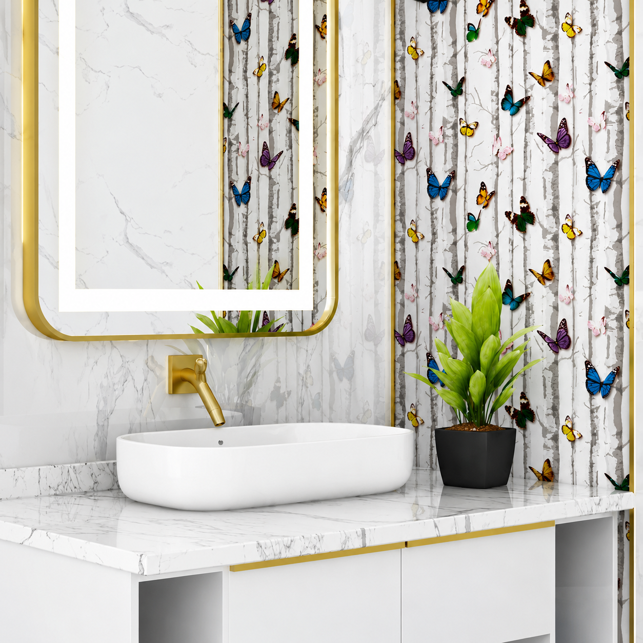 Self Adhesive Decorative Peel Stick Waterproof Floral Wallpaper Wall Decor Removable Wall Paper for Living Room Hall Decoration PVC Vinyl DIY Contact Paper45x500cm