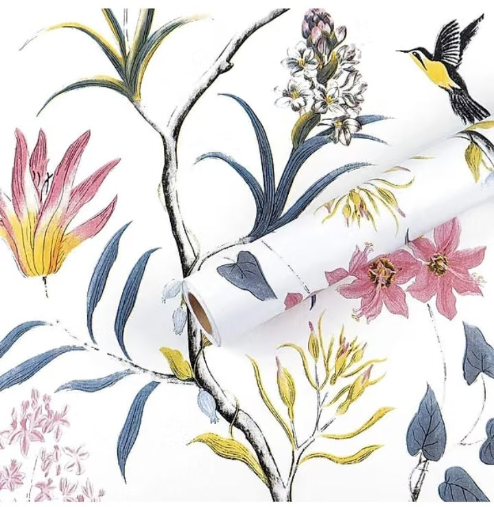 Self Adhesive Decorative Peel Stick Waterproof Floral Wallpaper Wall Decor Removable Wall Paper for Living Room Hall Decoration PVC Vinyl DIY Contact Paper45x500cm